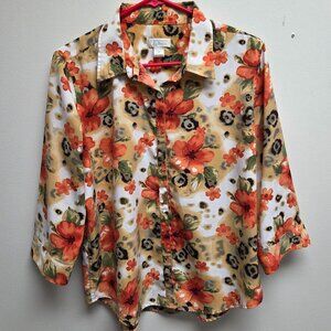 Large Christopher & Banks 3/4 sleeve button-down shirt